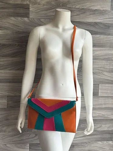 Orange and Pink Chevron Clutch with Geometric Design