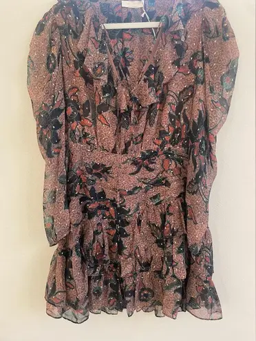 Ulla Johnson Black coral Cecily silk mini dress 8 NWT