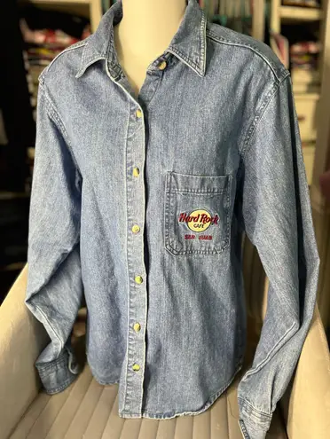 Hard Rock Cafe Denim Button Up From San Juan