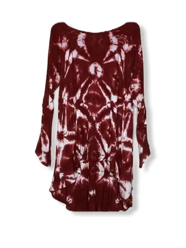 One Teaspoon  Tie Dye High Low Tunic Red