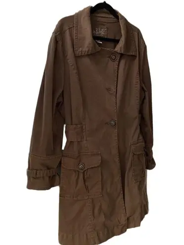 Live a Little π€ Cotton Stretch, Unlined Trench Coat/Jacket, Brown, Plus-Size 2X