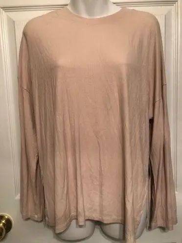 Lulus  Sz S Mercurio Beige Ribbed Long Sleeve Top