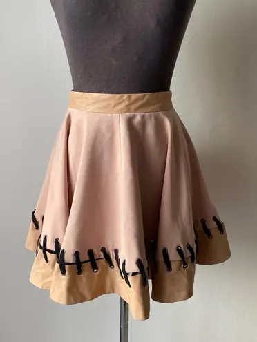 Cameo S leather flare mini skirt NWOT