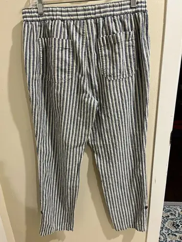 Natural Reflections Size Medium Linen Blend Striped Pants