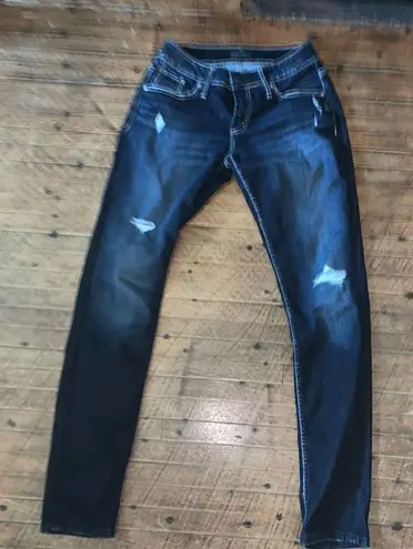 Silver Jeans Silver western distressed dark wash normcore skinny jeans
