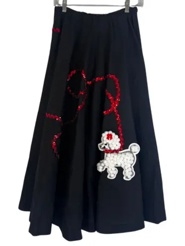 Handmade Poodle Skirt Black Puffy Poodle Sequins Circle Skirt 50s S/M Costume