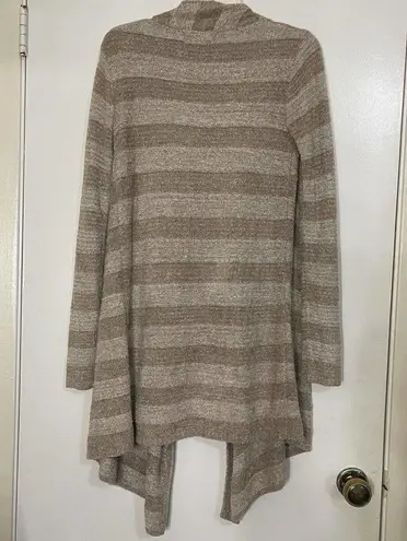 Barefoot Dreams  tan beige cozy chic light island stripe cardigan size Small/med