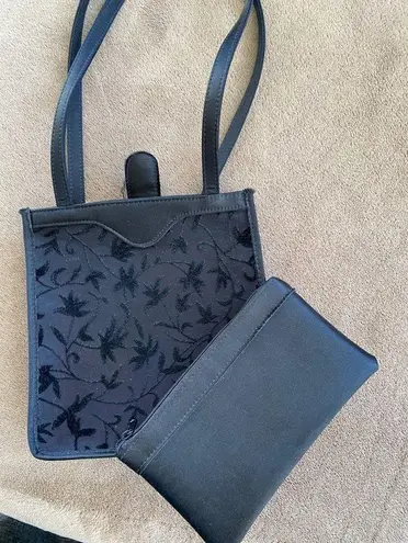 Black Velvet Burnout Evening Bag with Satin Insert