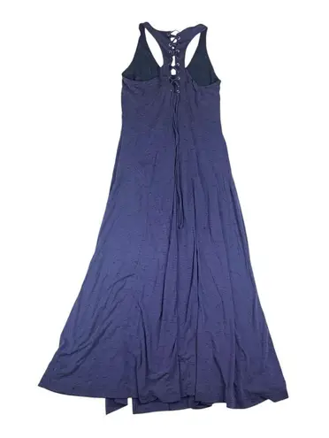 Maeve Anthropologie size small blue corset back maxi dress halter