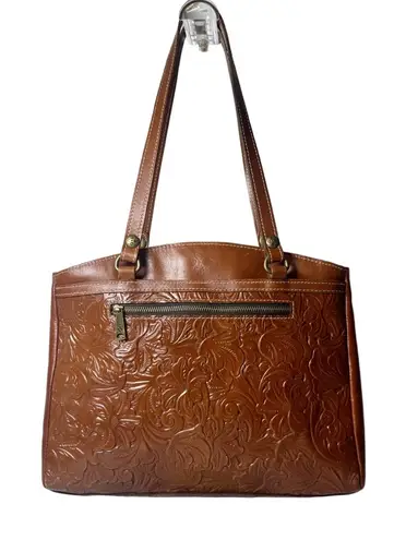 Patricia Nash Florence Brown Tooled Leather Poppy Tote Shoulder Bag
