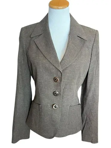 Caslon Womens Anthropologie Chocolate Brown Chain Detail Chic Blazer - Sz 8