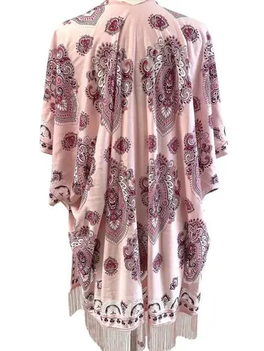 Burnout Bandana Print Kimono Coverup Pink Western Festival Rave Burnout Bohemian Size undefined