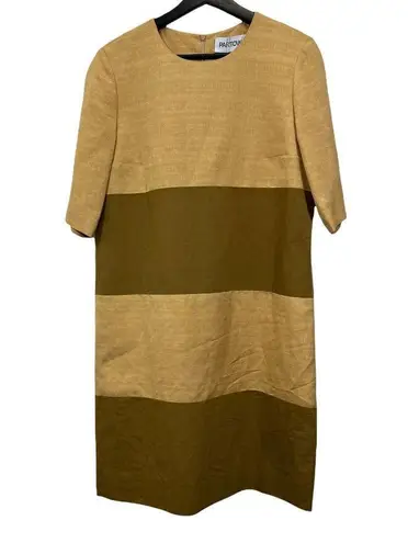 PARTOW Griffin Colorblock Shift Dress CHAMPAGNE DUNE COMBO Size 4