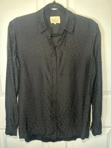 Sézane Sezane Black Silk Polka Dot Button Down Long Sleeve Shirt Size 36 EU, US Small 4