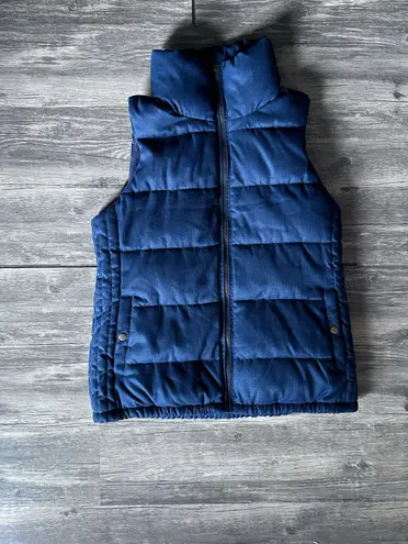 Old Navy Active Old Navy Puffer Vest Women’s S Navy Blue Quilted Fleece Lined Full Zip Y2K 90s