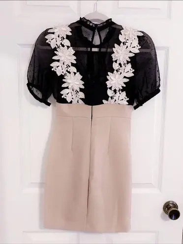 Japanese Kawaii Gyaru Black Pinkl Flower Lace Polka Dot Ruffle Mini Dress