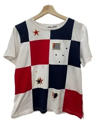 Jason Maxwell Vintage 90s USA Flag Embroidered Shirt Size Medium