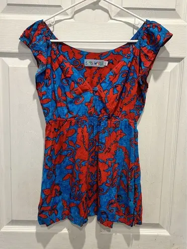 Jams World Jams World Vintage Victoria Pattern Top Made In Hawaii Women’s XS Teal Pink