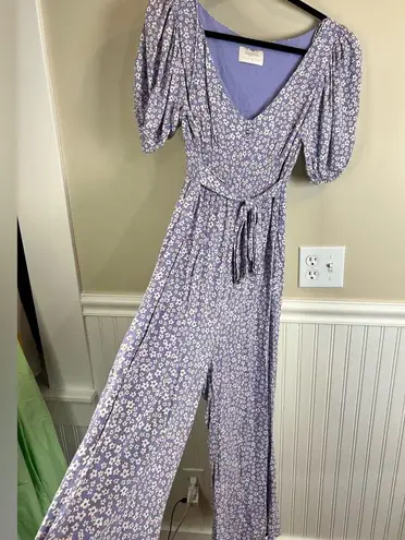 Auguste Lilac Floral Puff Sleeve Jumpsuit Size AU 8 (US 4) Purple