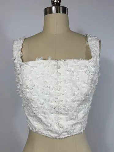 Avec Les Filles New! White Denim Crop Top White Sz Medium