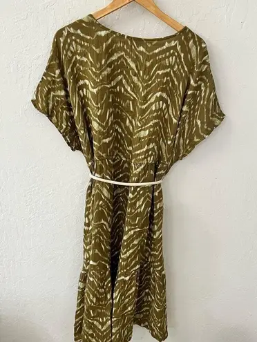 Wonderly Button Front Waist Tie Plus Size Short Sleeve Gauze Midi Dress