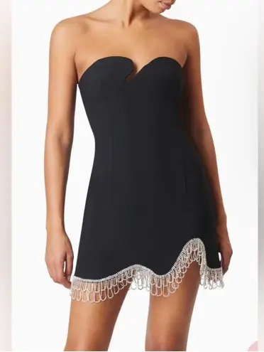 Elliatt Delia Crystal Embellished Asymmetric Strapless Black Dress