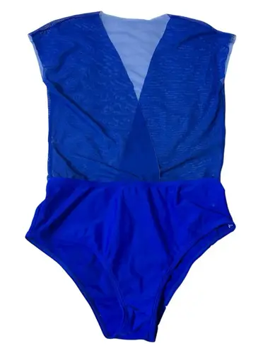 Blue Mesh Bodysuit Women's Sleeveless Leotard Dance Festival Size S