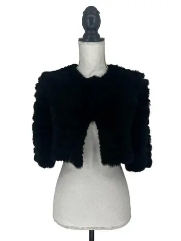 BCBGMAXAZRIA  100% Rabbit Fur Sophiana Jacket in Black