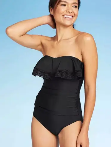 Kona Sol Crochet Ruffle Bandeau One Piece