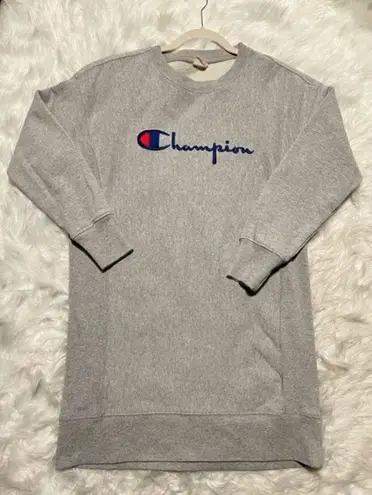 Champion  Reverse Weave Long Sleeve Sweatshirt Dress in Grey