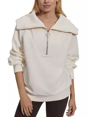 Varley Vine Half Zip Pullover Sweater Jacket Ivory Size XS Ribbed Sweatshirt
