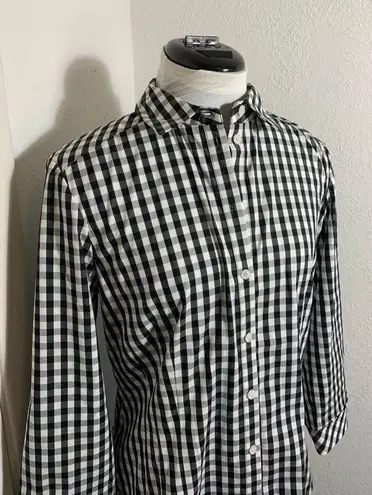 Lafayette 148 , 3/4 sleeve button down black and white checkered gingham 8
