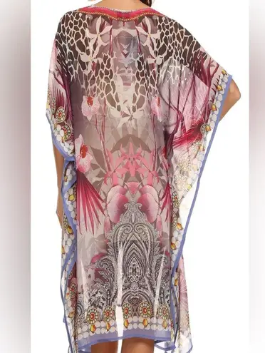 Sakkas Multicolor Swim Coverup/Myla Rhinestone Accented Multicolored BeachDress Pink Size L