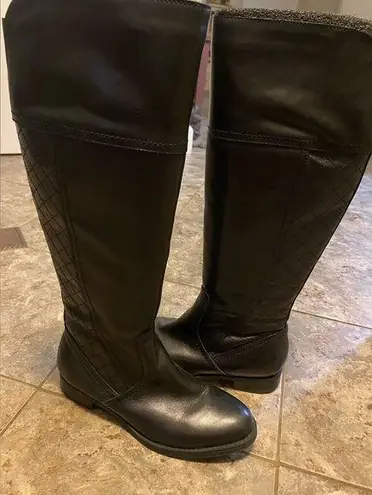 Audrey Brooke Black Leather Boots, 6.5