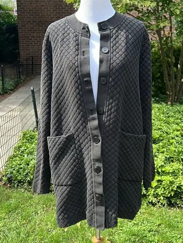 COS Black Textured Knit Longline Cardigan