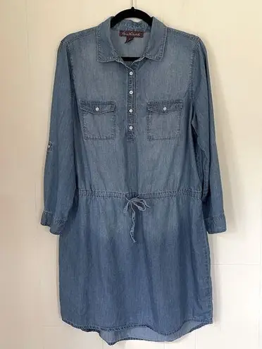 Gloria Vanderbilt Ashleigh Chambray Blue Long Sleeve Tunic Shirt Dress ~ Size M
