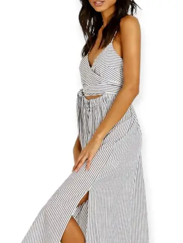 Mara Hoffman | Large | Thora Striped Sleeveless Wrap Top Open Midriff Maxi Dress