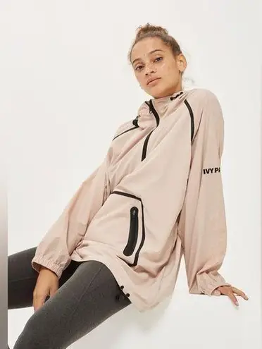 Ivy Park Women’s Perforated Mesh Hooded Pullover Jacket in Dusty Pink Size S