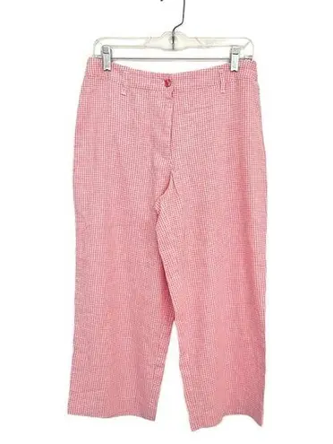 NWT Chelsea Studio Linen/Cotton Pink & White Gingham Cropped Trousers