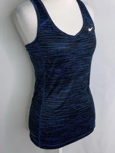 Nike  Dri Fit Blue & Black Athletic Exercise Running Razorback Tank XS