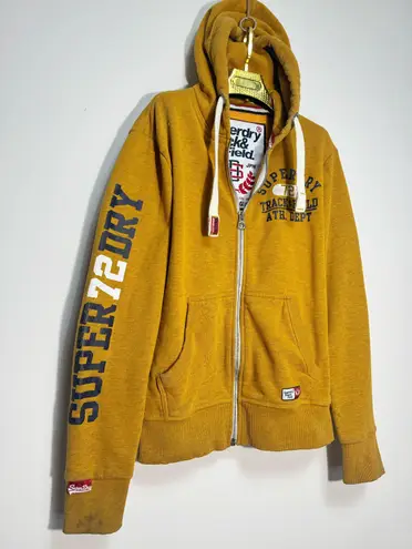 Superdry Track & Field Zip Hoodie in Mustard size Small Vintage