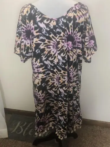 Eldridge boho tunic, long shirt, dress tie dye short sleeve size small​ Purple