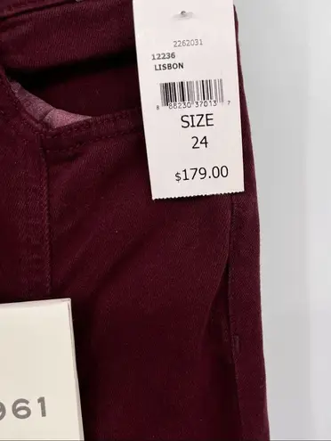 DL1961 Florence Ankle Skinny Jean in Burgundy Size 24 NWT