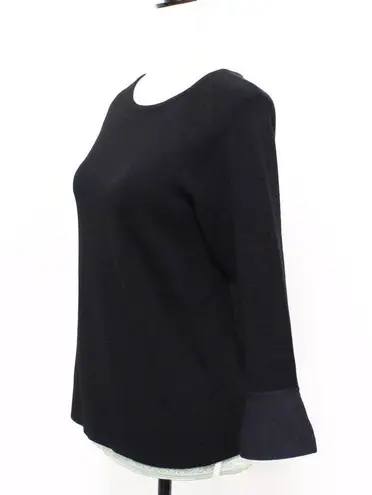 Ann Taylor EUC  Black Knit Solid Sweater Wrist Length Sleeves Bell Cuffs