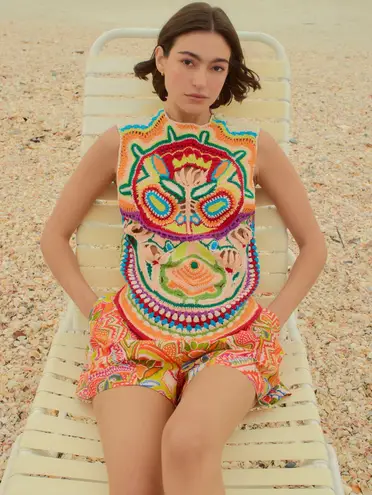 Marie Oliver NWT Armory Rainforest Crochet Linen Blend Tank Top