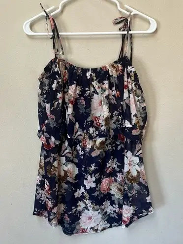 Siren Lily 2/$12 Women’s Maternity Pink Navy Floral Sheer Stretchy Top Size M
