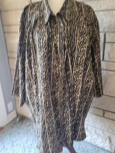 Maggie Barnes 32W Plus Size Shirt Dress Black Beige Print Long Sleeve Career