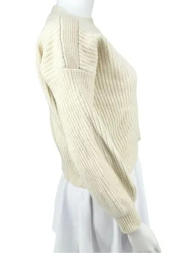 Madewell  Women Boatneck Button-Shoulder Knit Merino Wool Crop Sweater Cream