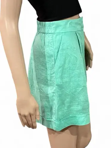 Comptoir des Cotonniers Linen Pleated Shorts Fresh Mint Green Cuffed Size Small