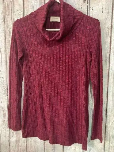 Everly Anthropologie  Cowl Neck Top Burgundy Pink Size Small Ribbed 🌸🍒